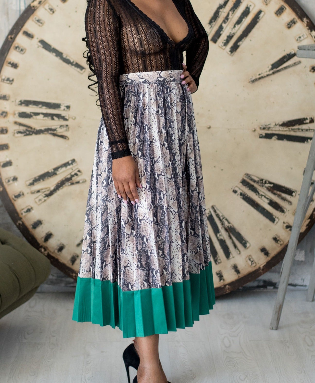 Electric Python | Pleated Skirt